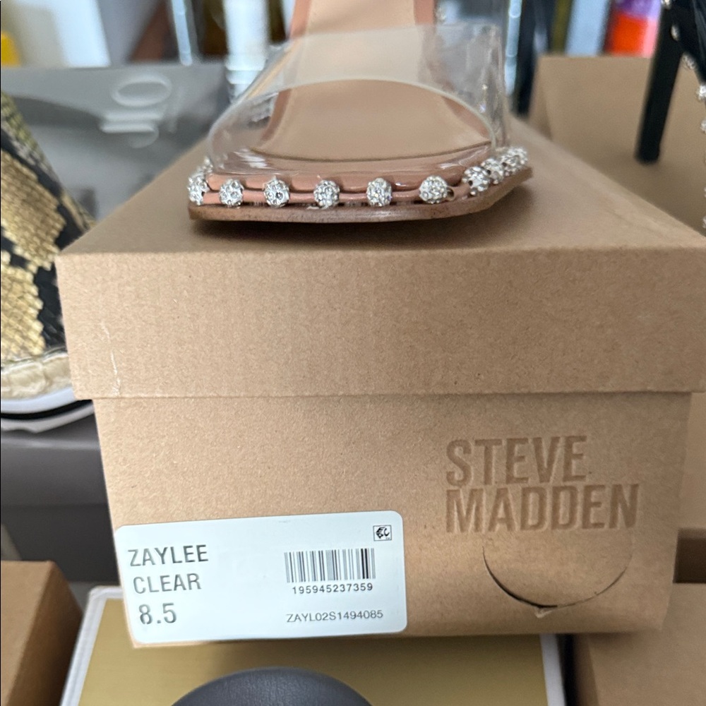 Steve Madden Zaylee Clear Heels with Rhinestones